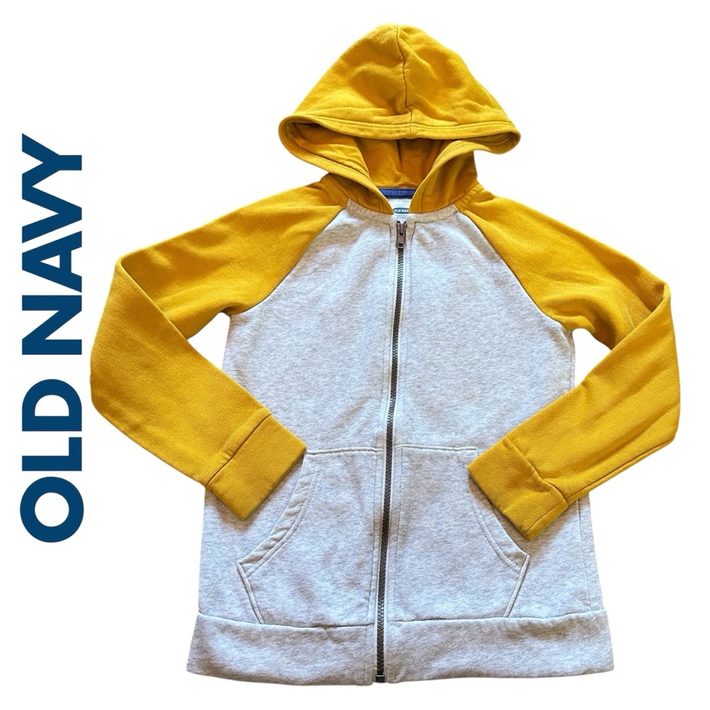 Old Navy Kids Yellow and Gray Hoodie 8yrs